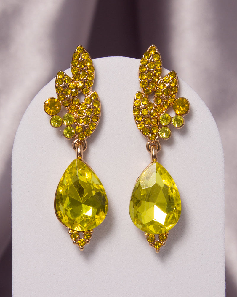 Aurora 2-Tier Rhinestone Cluster Teardrop-Cut Crystal Earrings