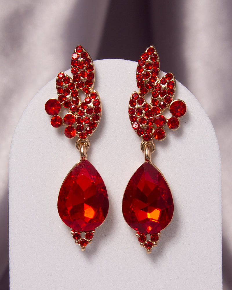 Aurora 2-Tier Rhinestone Cluster Teardrop-Cut Crystal Earrings