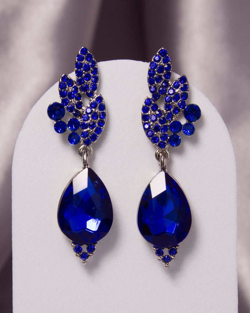 Aurora 2-Tier Rhinestone Cluster Teardrop-Cut Crystal Earrings