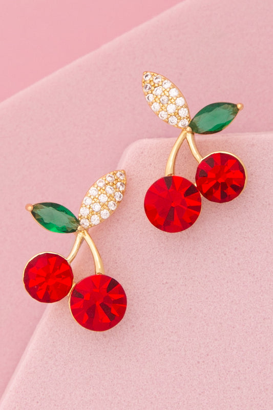 Taylor  Cubic Zirconia Embellished Cherry Charm Post Dangle Earring