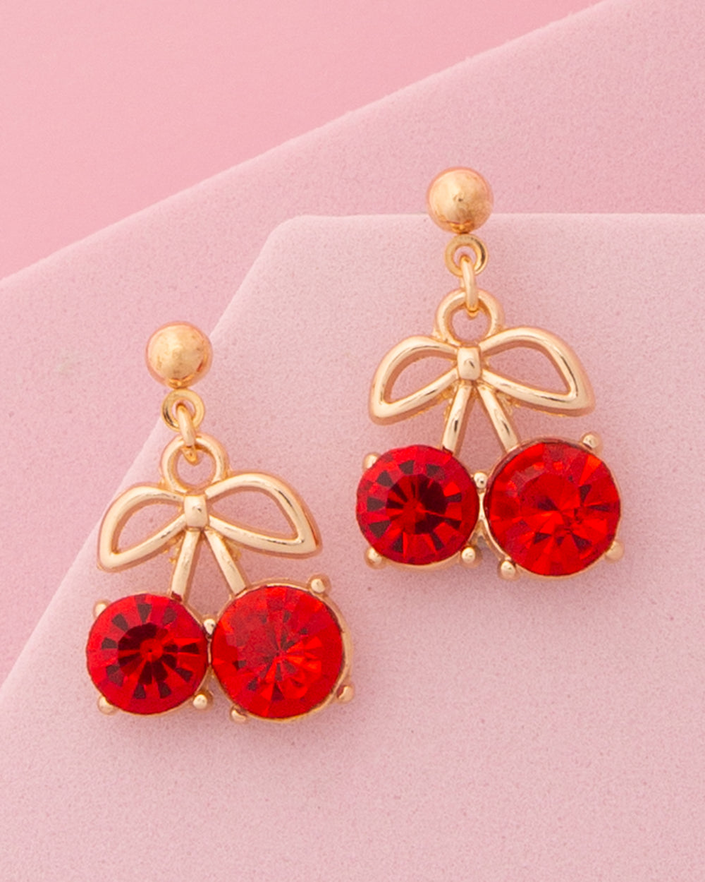Giselle Red Crystal Embellished Cherry Post Dangle Earrings