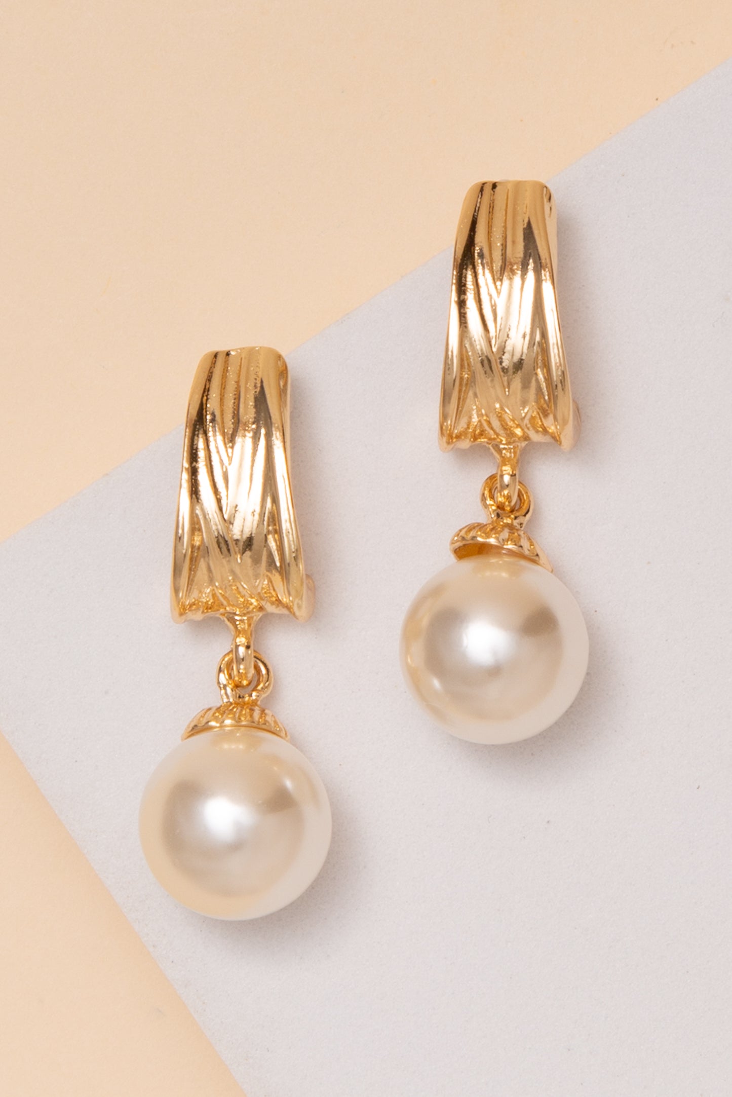 Melissa Pearl Ribbed Drop Post Earrings | Gold 