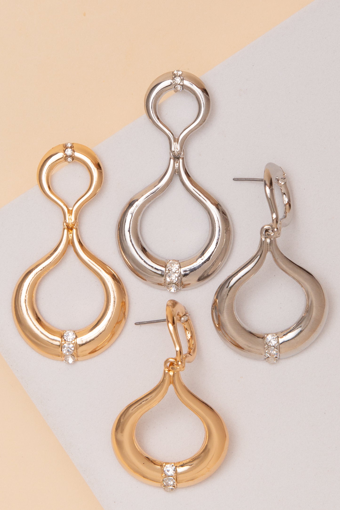Mariah Polished Rhinestone Teardrop Post Earrings