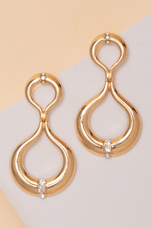 Mariah Polished Rhinestone Teardrop Post Earrings | Gold 