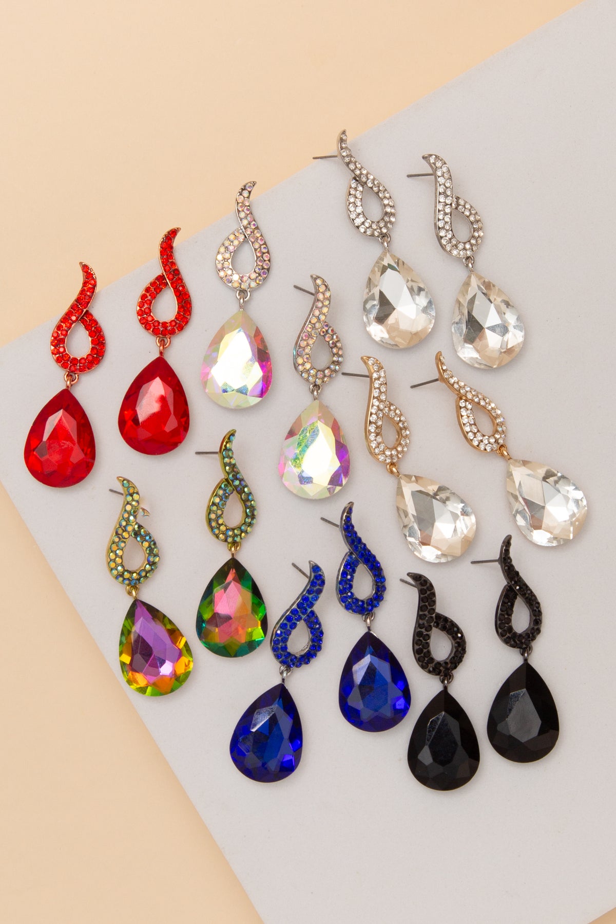 Maria Faceted Crystal Teardrop Post Drop Earrings