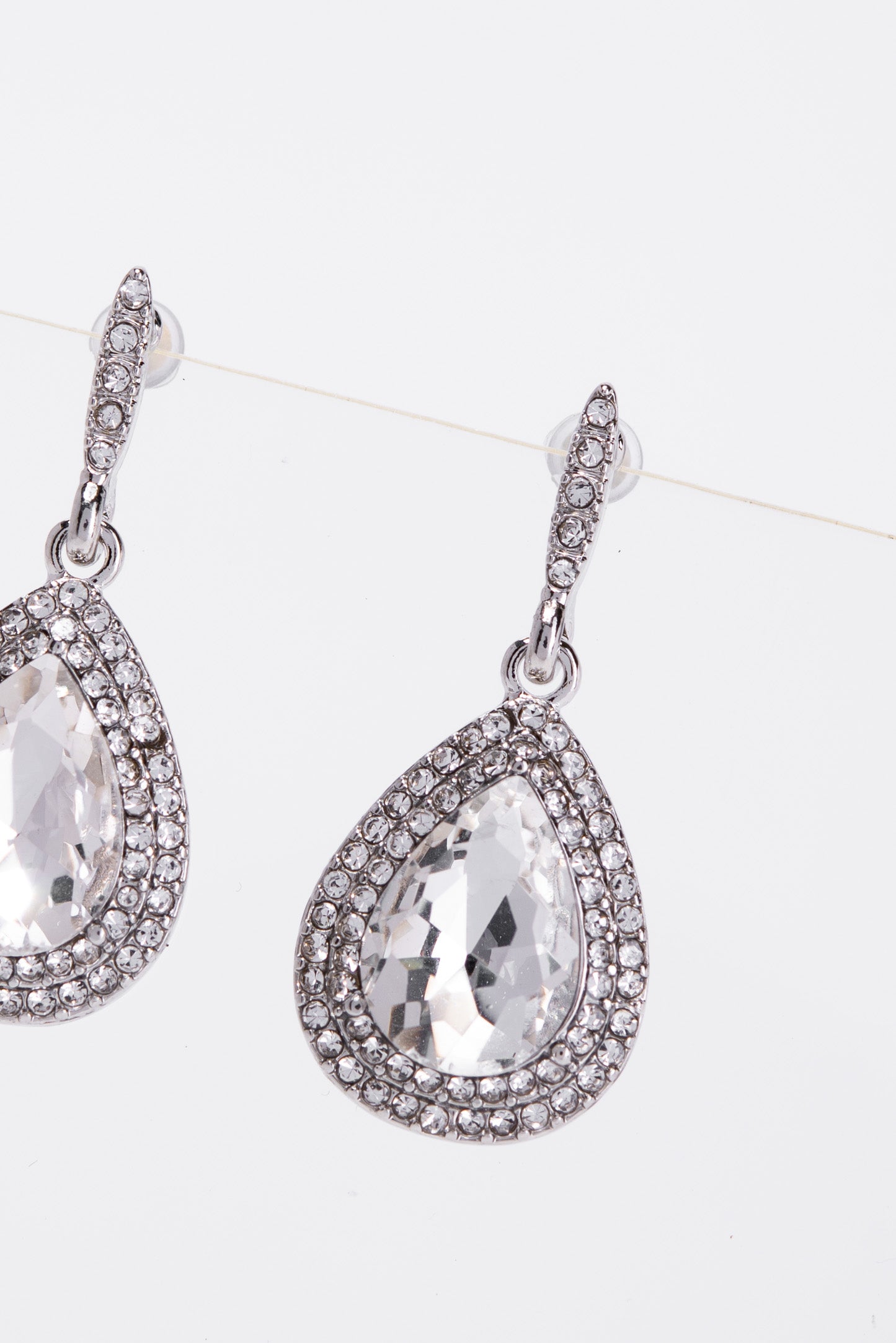 Colette Halo Teardrop Glass Stone Post Earrings