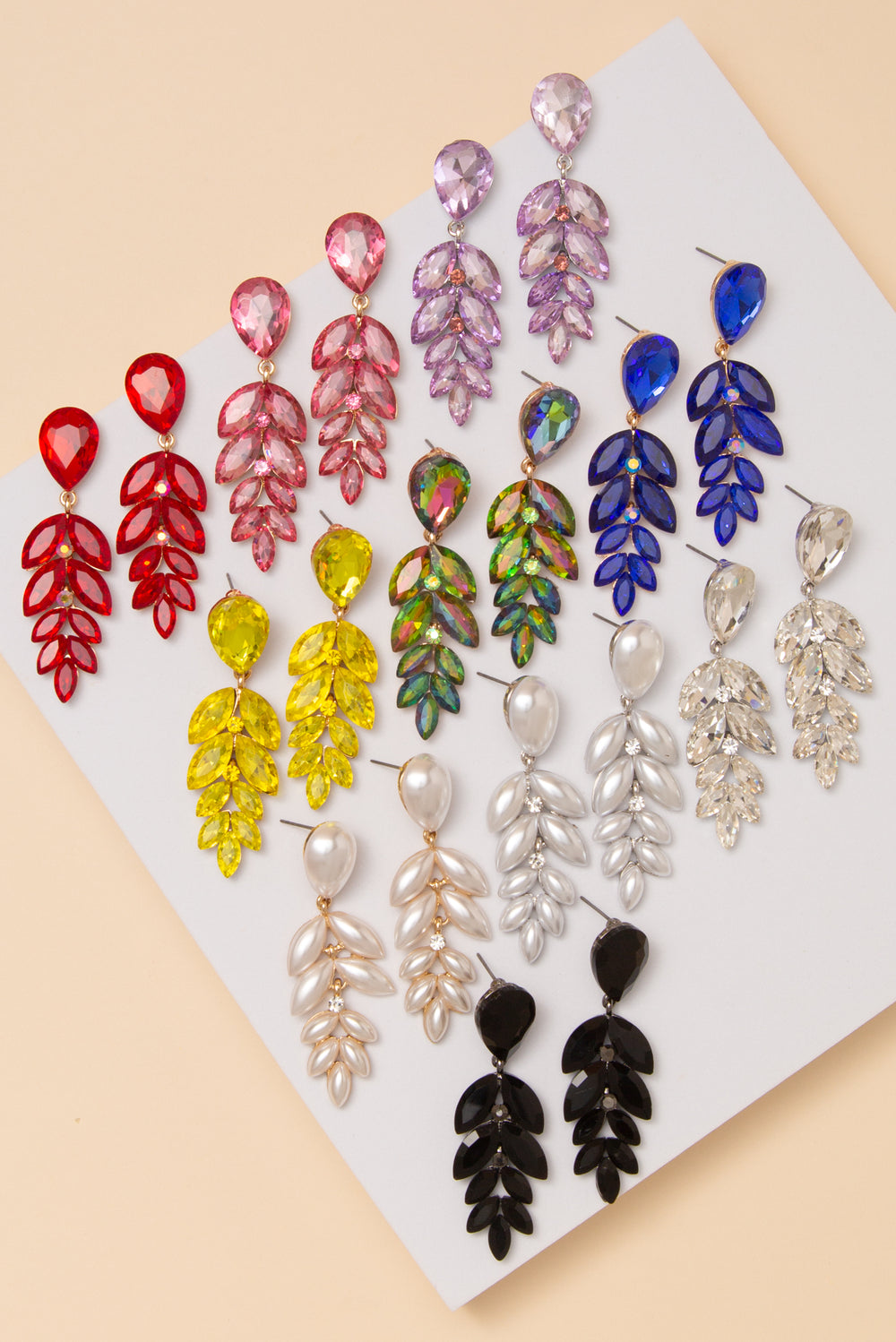 Mackenzie Marquise Cut Crystal Tiered Earrings