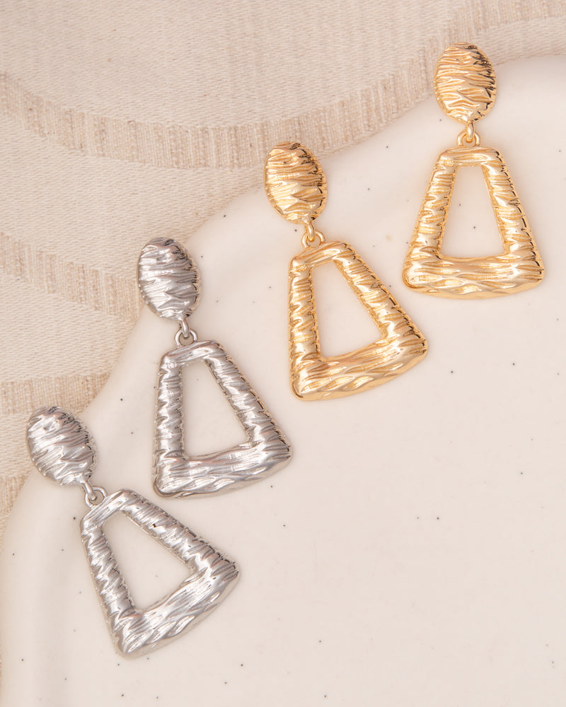 Londyn Rough Finish Geometric Door Knocker Post Dangle Earrings