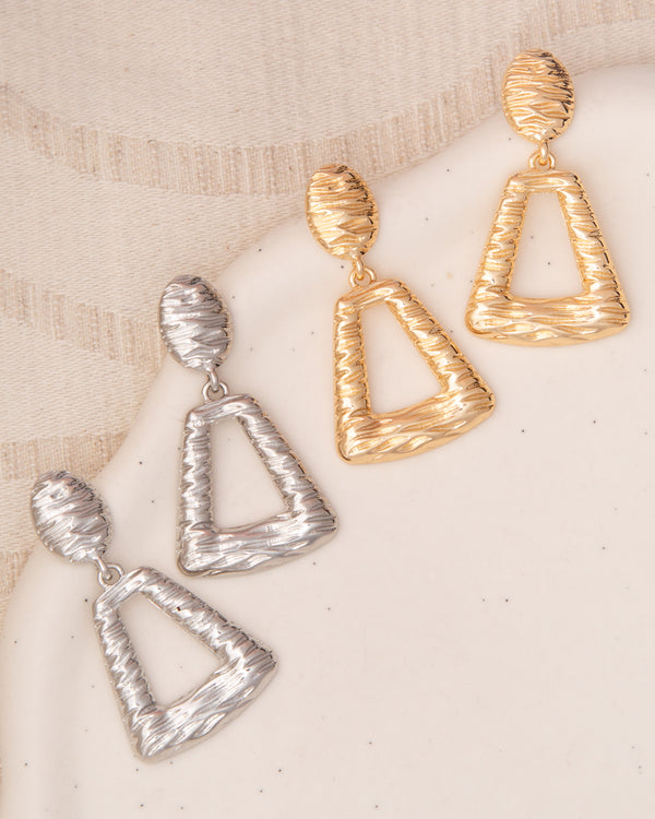 Londyn Rough Finish Geometric Door Knocker Post Dangle Earrings
