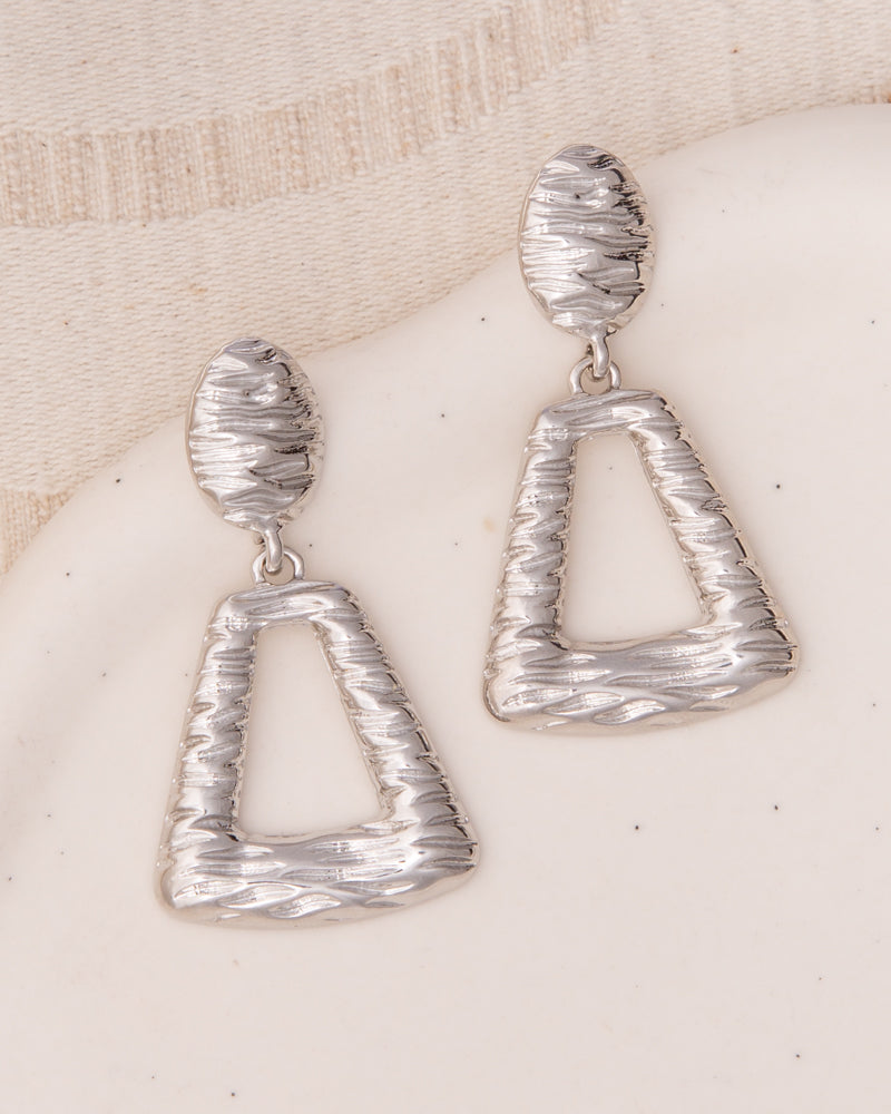 Londyn Rough Finish Geometric Door Knocker Post Dangle Earrings