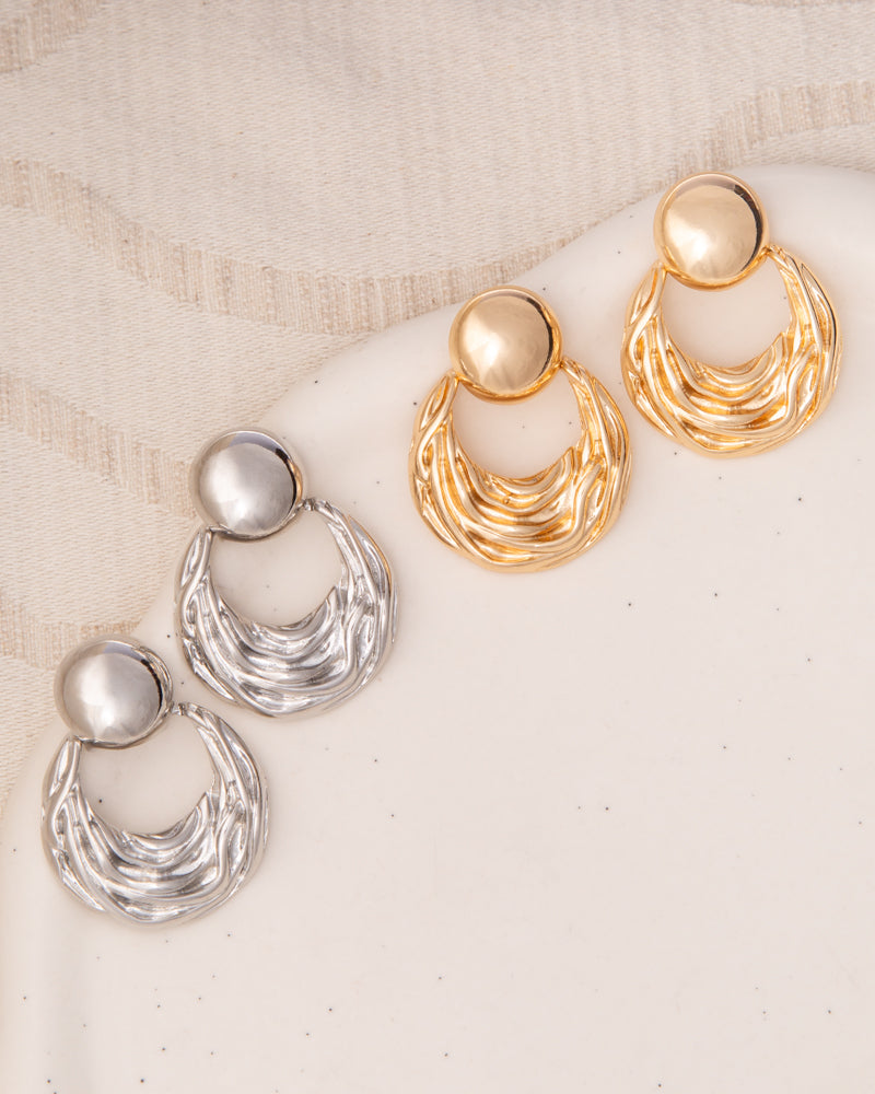 Danna Textured Round Door Knocker Post Dangle Earrings
