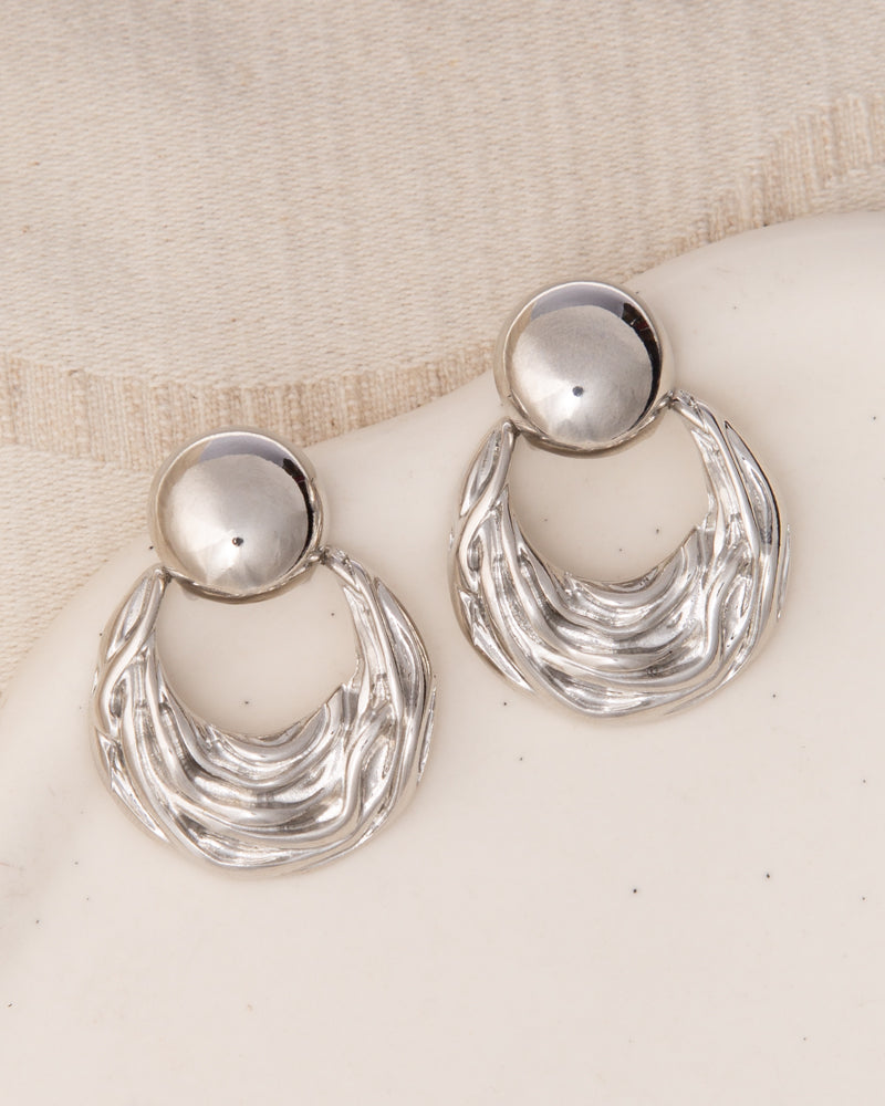 Danna Textured Round Door Knocker Post Dangle Earrings