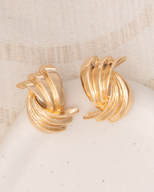 Rosie Wave Shape Door Knocker Post Earrings | Gold