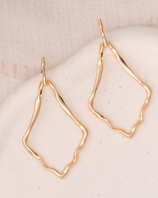 Hope Twisted Deltoid Door Knocker Post Dangle Earrings | Gold