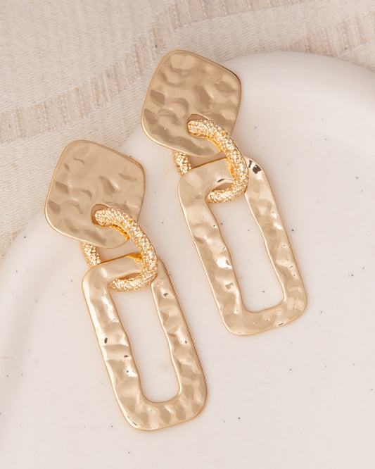 Nina Multi-Shape Hammered Geometric Door Knocker Post Earrings | Gold