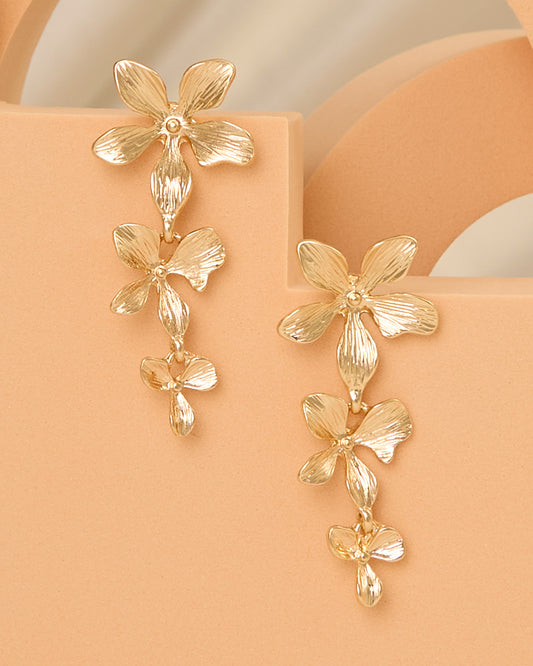 Vivian Floral Post Dangle Earrings | Gold