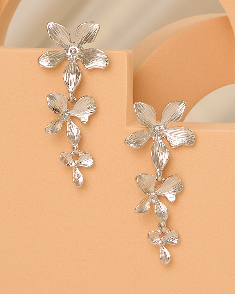 Vivian Floral Post Dangle Earrings | Silver