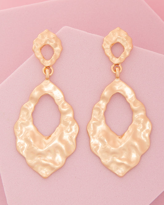 Arya Hammered Finish Teardrop Hoop Earrings