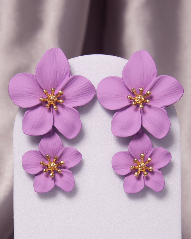 Bianca Hawaiian Acrylic Alloy Flower Post Dangle Earrings