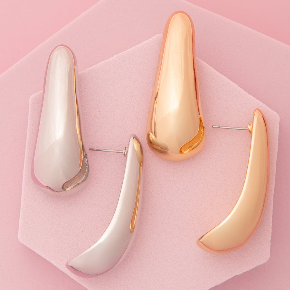 Elaine Crescent Teardrop Post Earrings