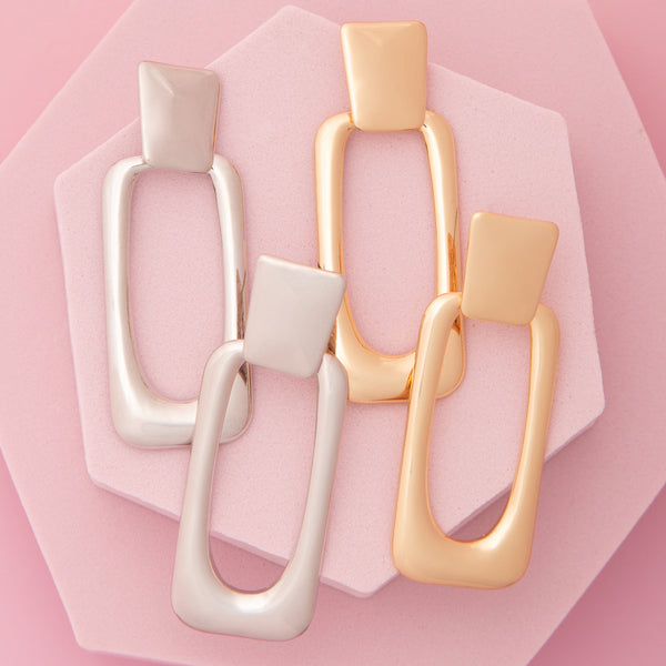Lana Polished Rectangle Door Knocker Post Earrings