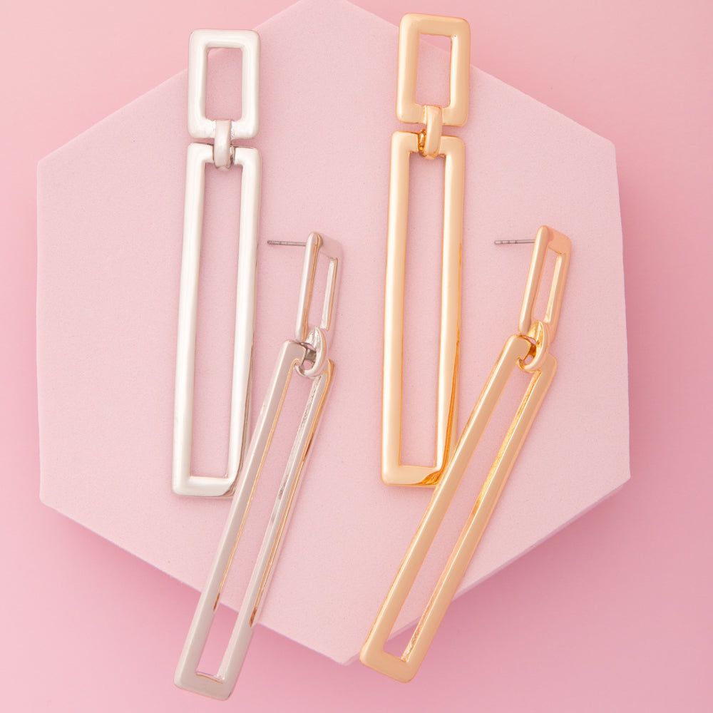 Melissa Polished Oblong Rectangle Door Knocker Post Earrings