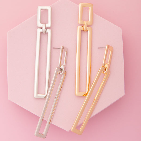 Melissa Polished Oblong Rectangle Door Knocker Post Earrings