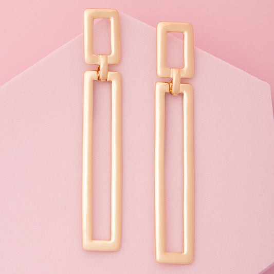Melissa Polished Oblong Rectangle Door Knocker Post Earrings | Gold