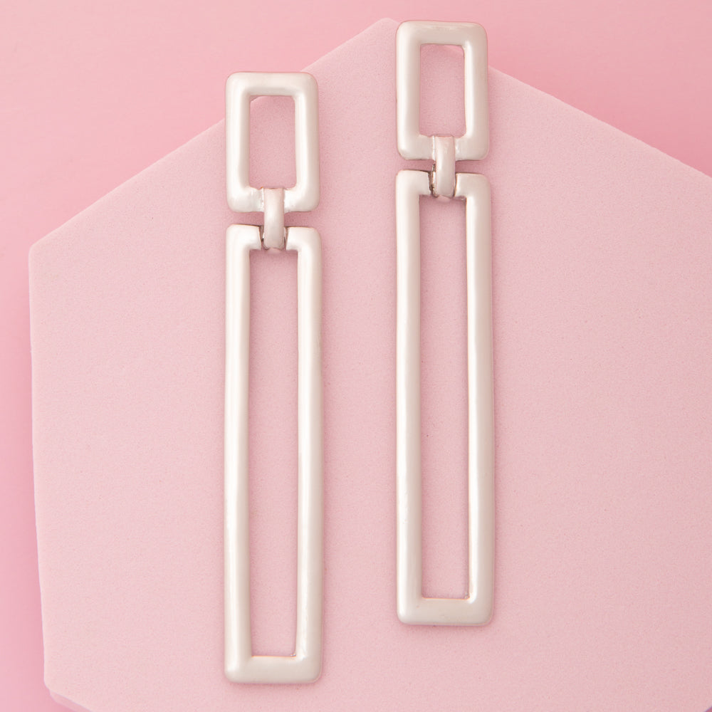 Melissa Polished Oblong Rectangle Door Knocker Post Earrings