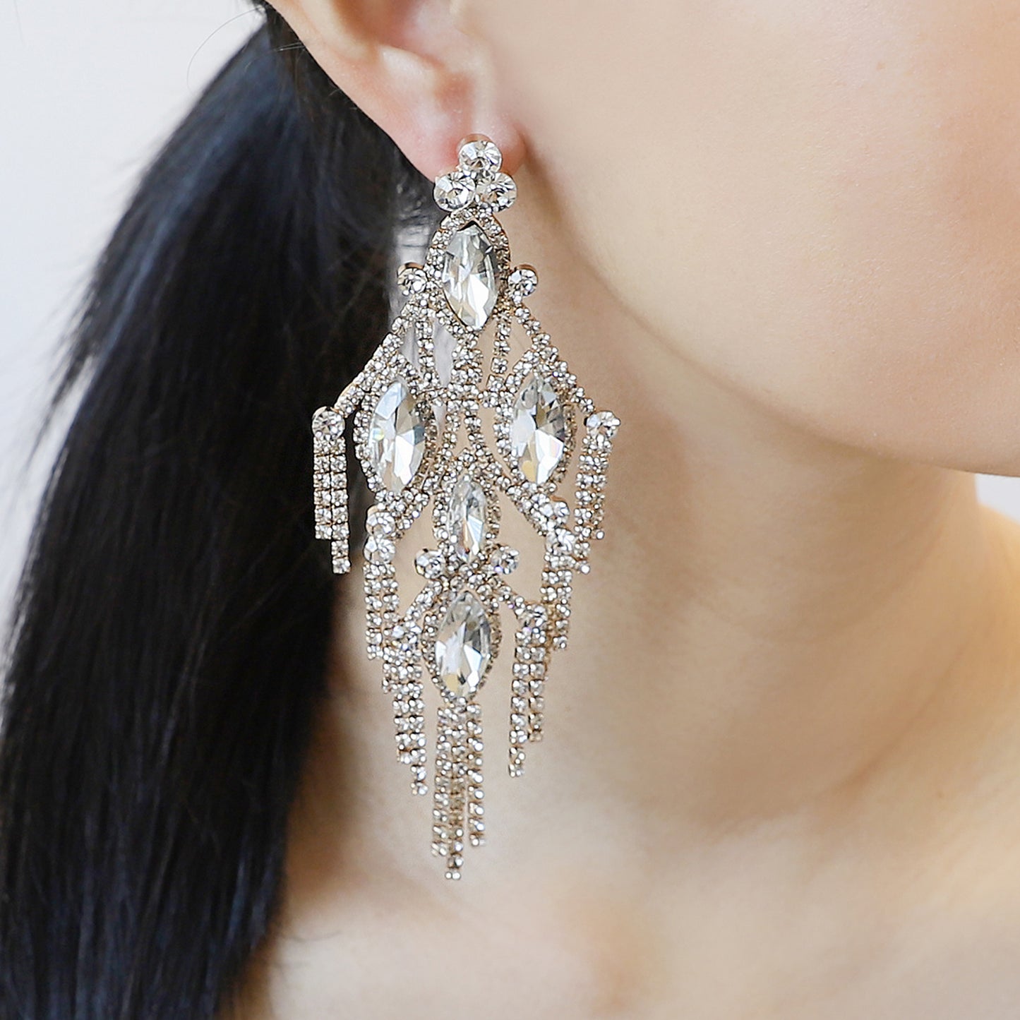 Lustre Fringe Rhinestone Drop Earrings