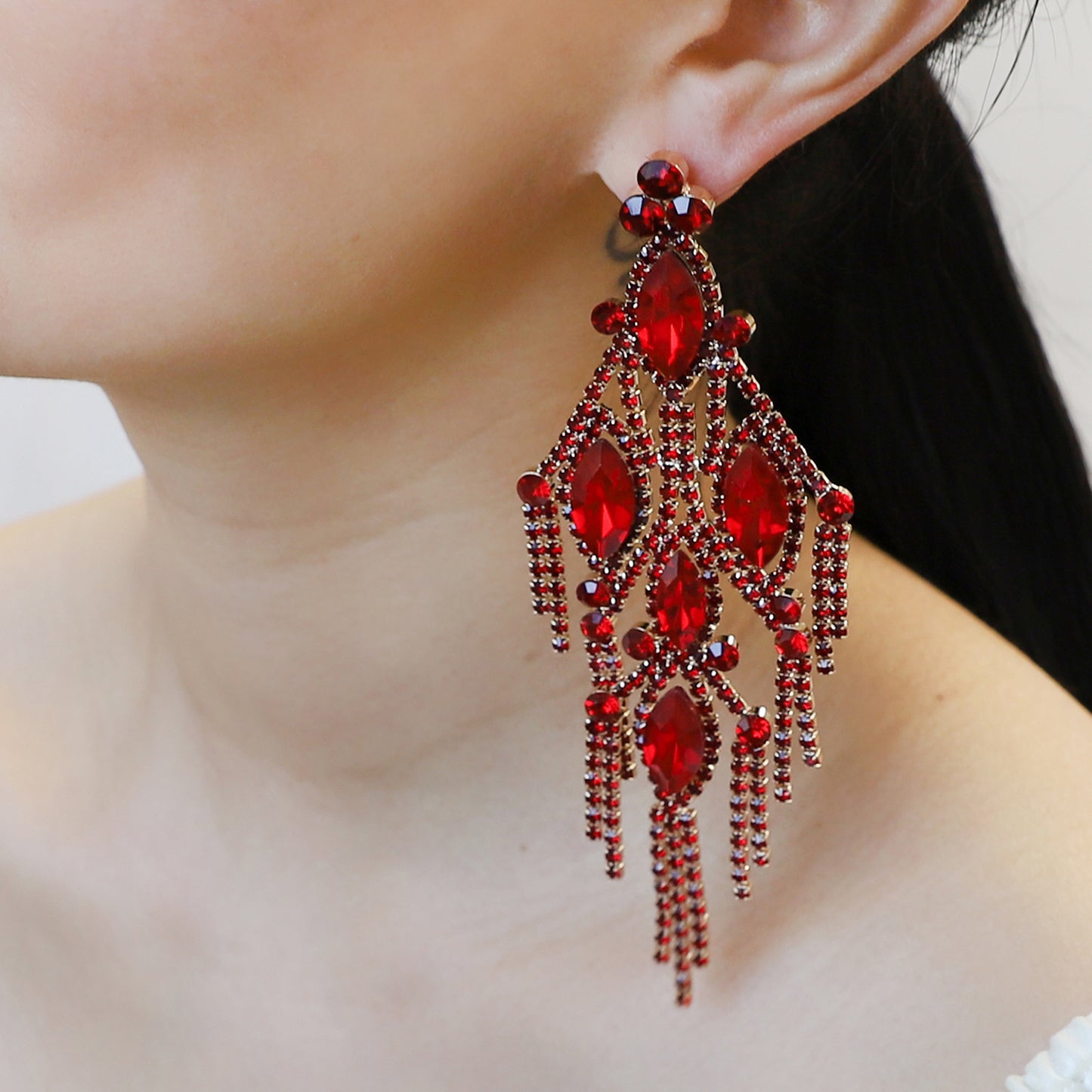 Lustre Fringe Rhinestone Drop Earrings