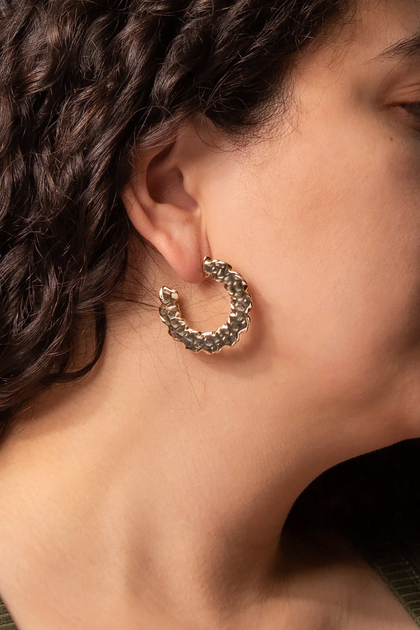 Daphne Plated Hammered Mini Hoops