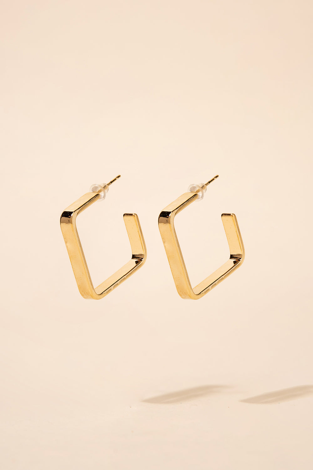 Kaida Geometric Square Open Hoop Huggie Earrings - Gold