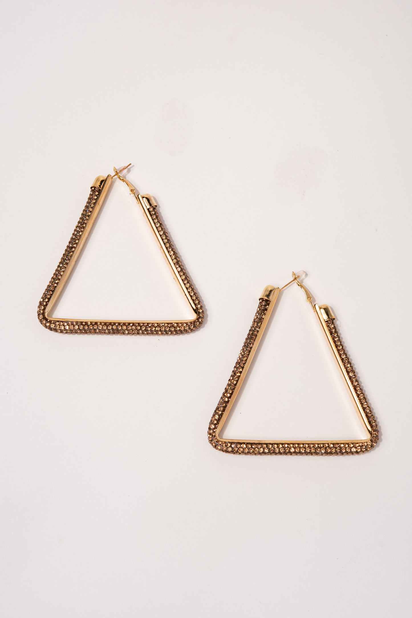 Sage Triangle Rhinestone Post Back Earrings