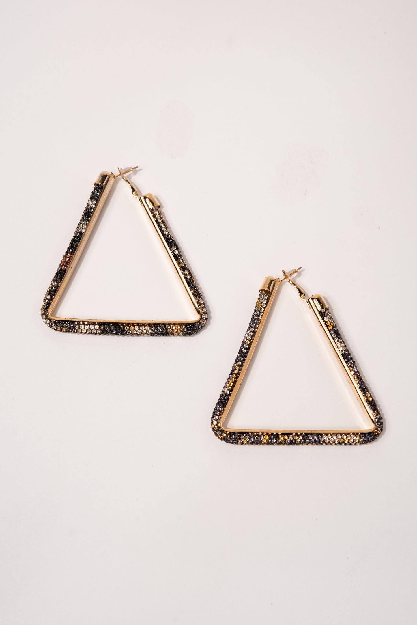 Sage Triangle Rhinestone Post Back Earrings