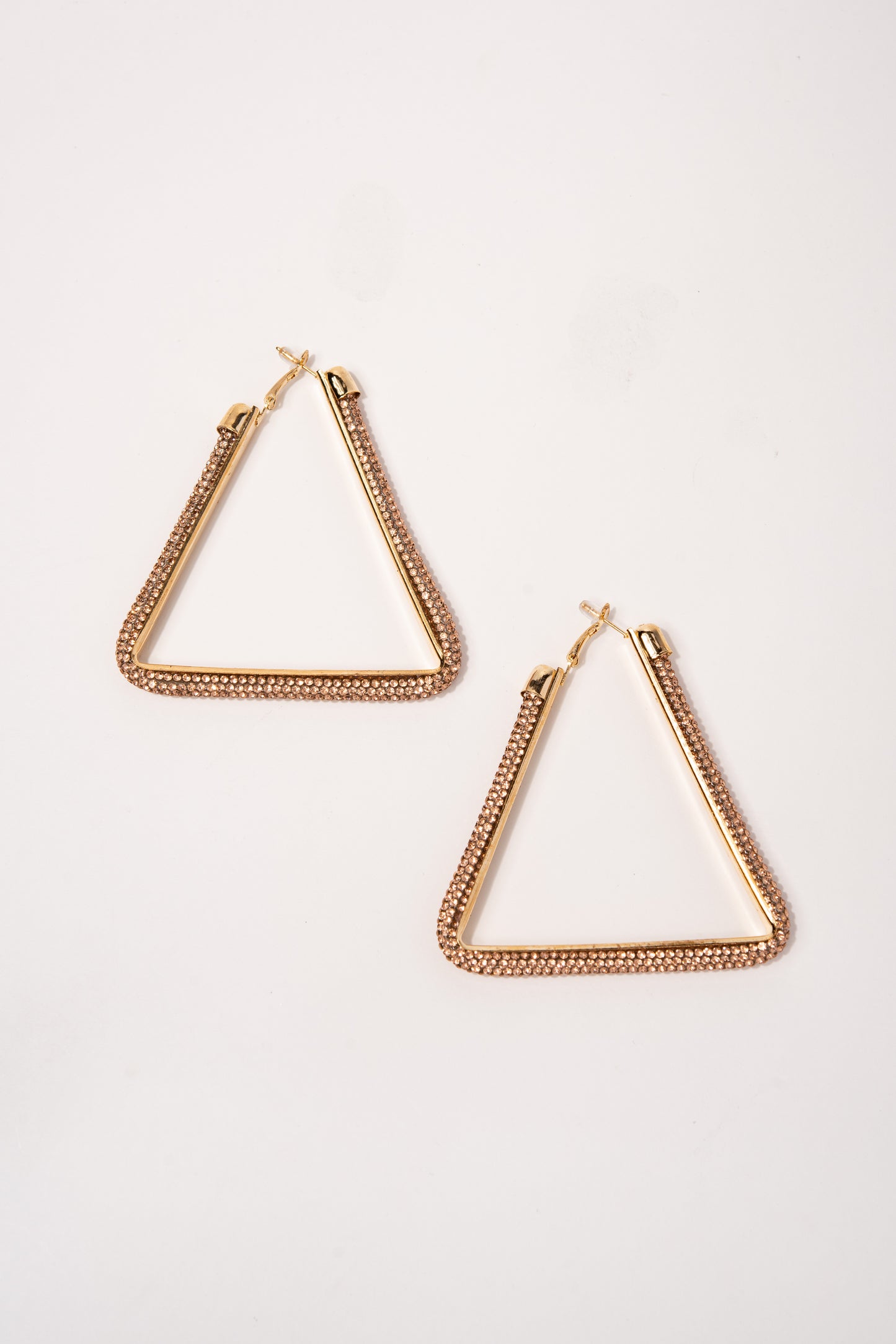 Sage Triangle Rhinestone Post Back Earrings