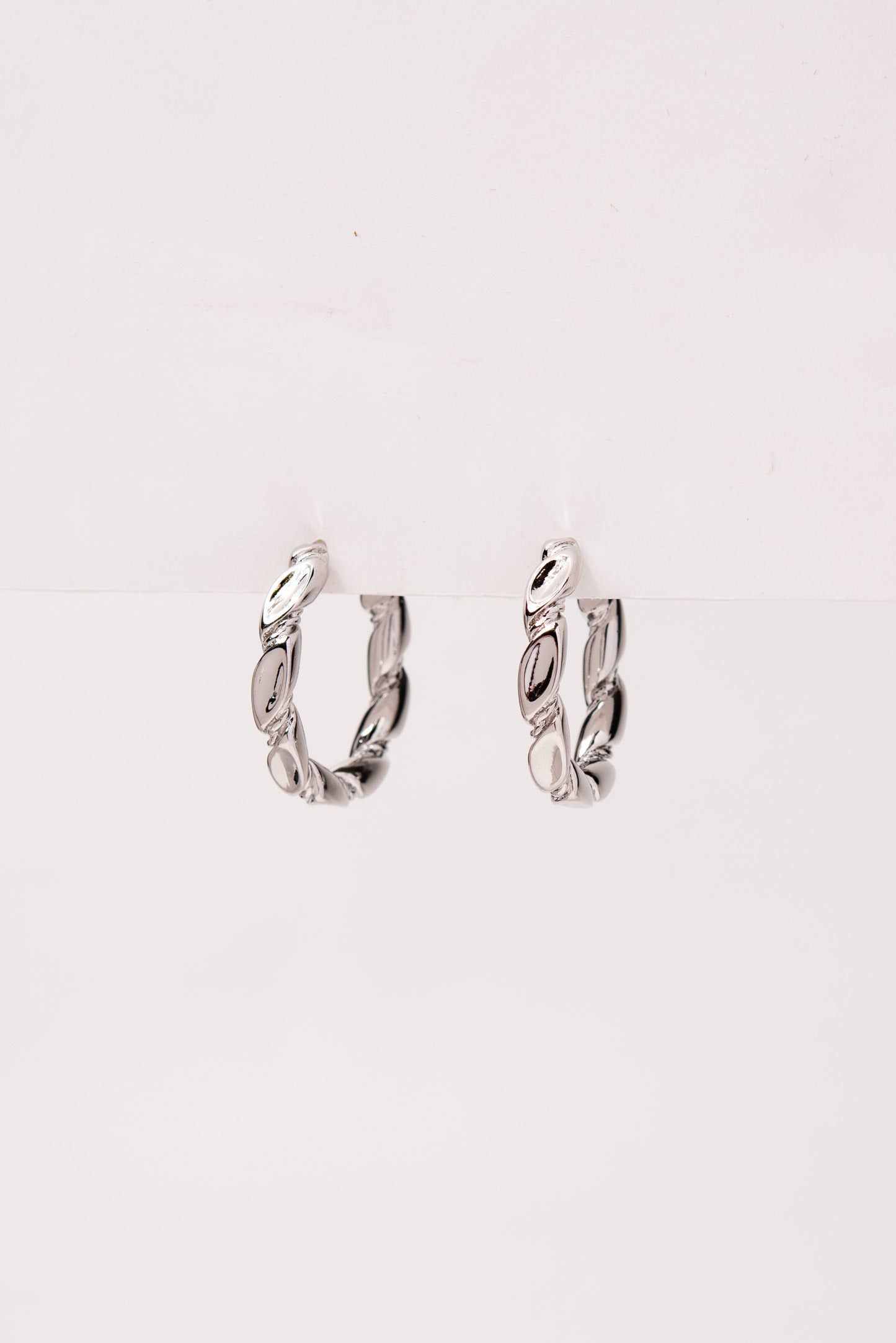 Londyn Textured Open Hoop Earrings - Silver