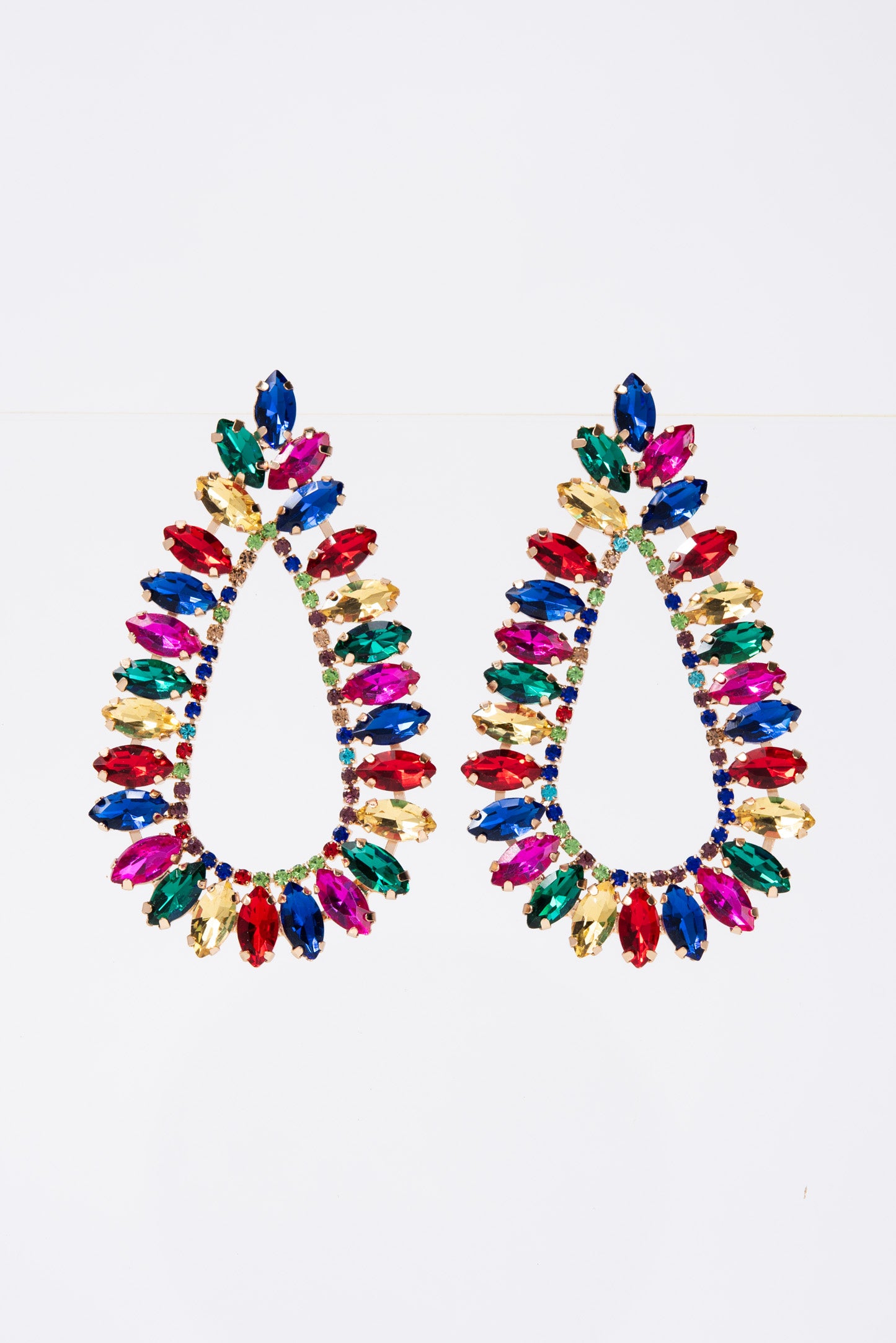 Ruby Large Open Teardrop Crystal Marquise Earrings