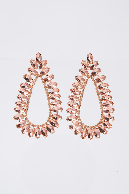 Ruby Large Open Teardrop Crystal Marquise Earrings - Rose Gold