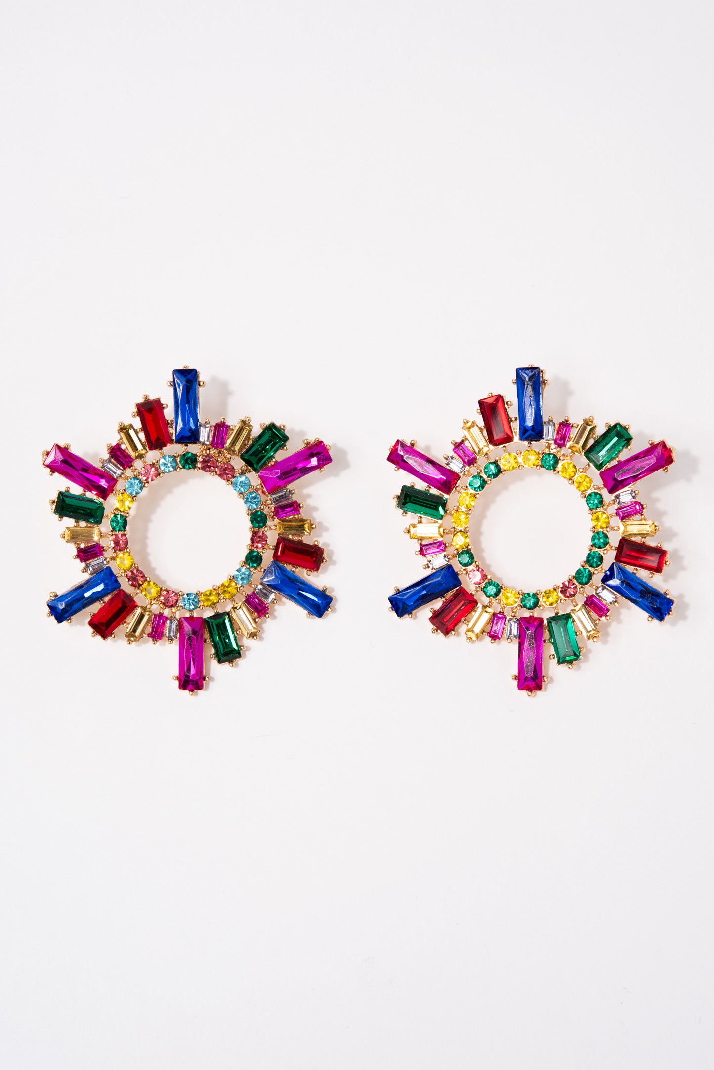 Penelope Rhinestone Circle Earrings - Multicolor
