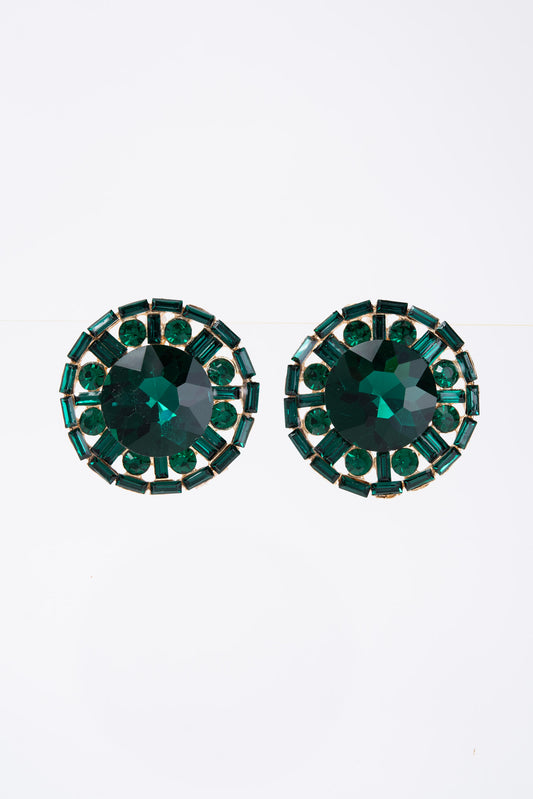 Juliette Vintage Cluster Drop Earrings - Green