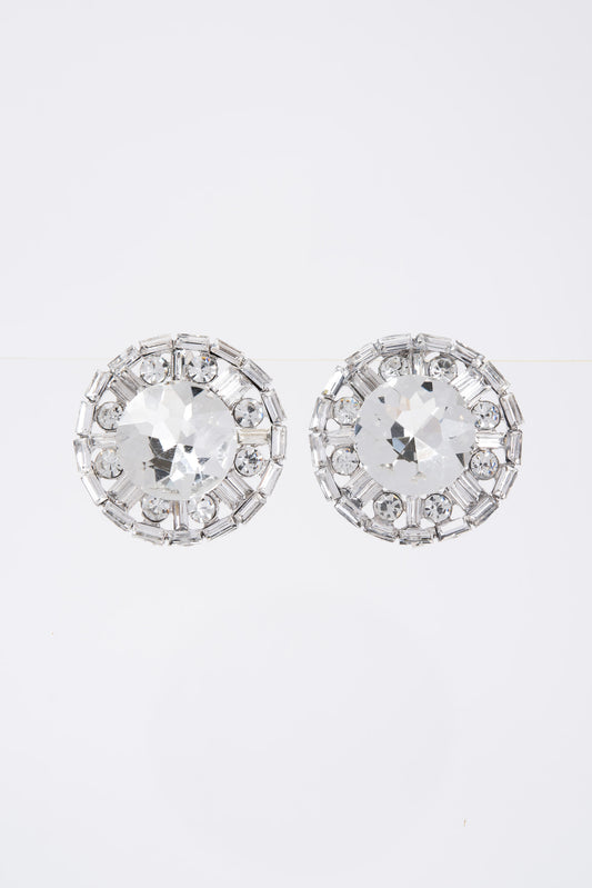 Juliette Vintage Cluster Drop Earrings - Silver Crystal