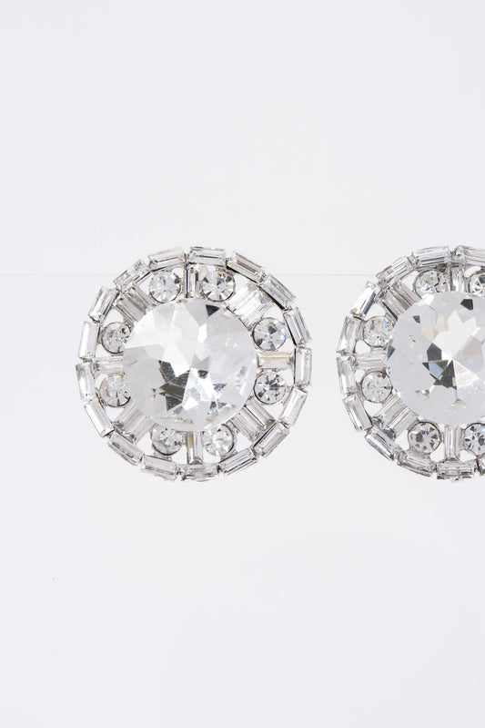 Juliette Vintage Cluster Drop Earrings - Silver Crystal