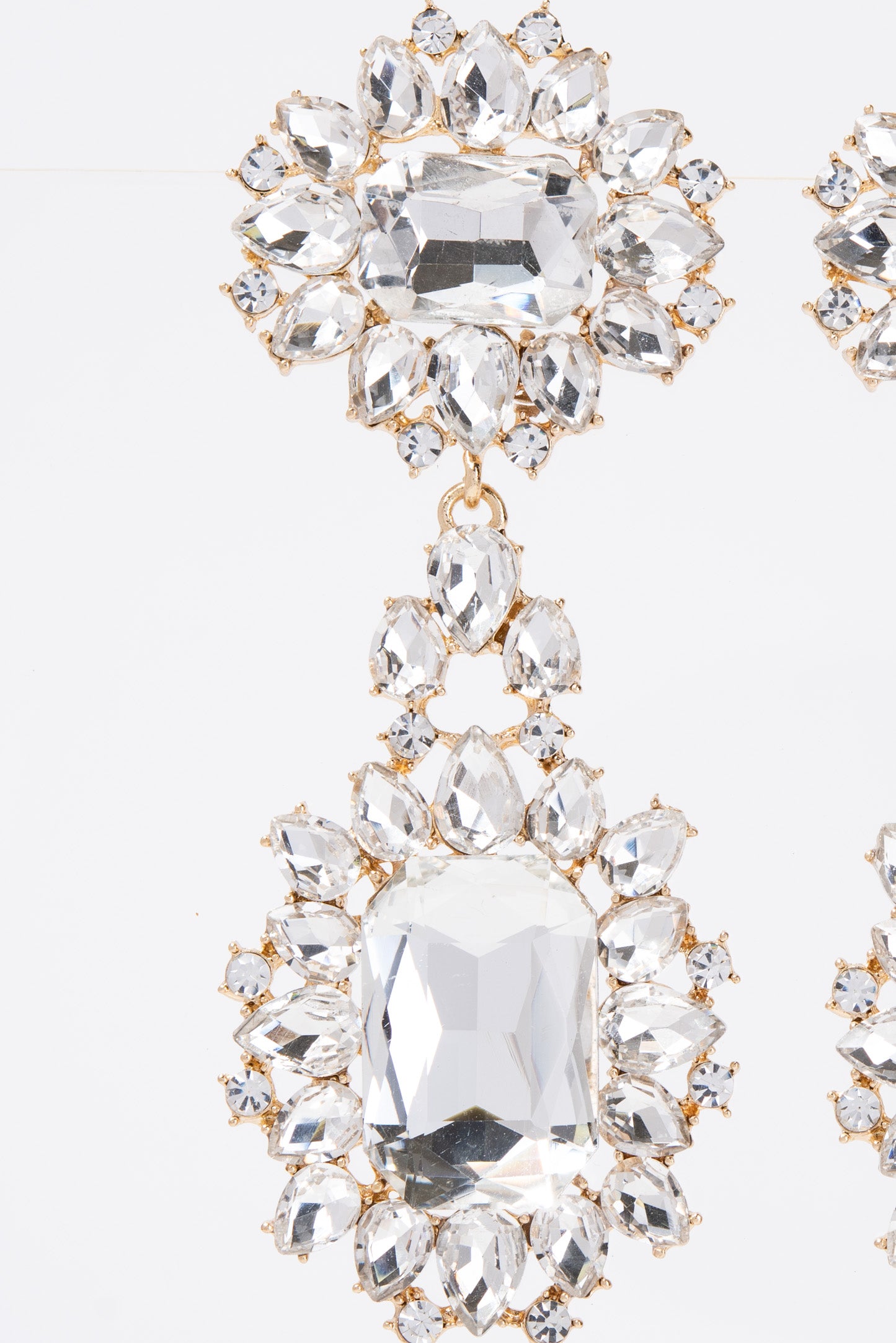 Zara Baroque Crystal Gemstone Cluster Earrings - Gold Crystal