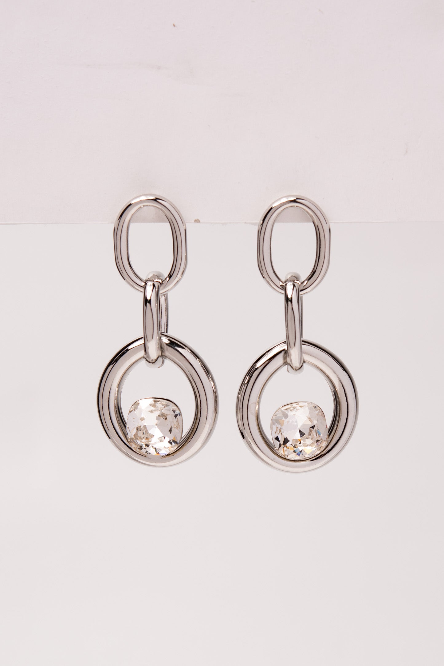 Juliane Diamond Dangle Earrings - Silver
