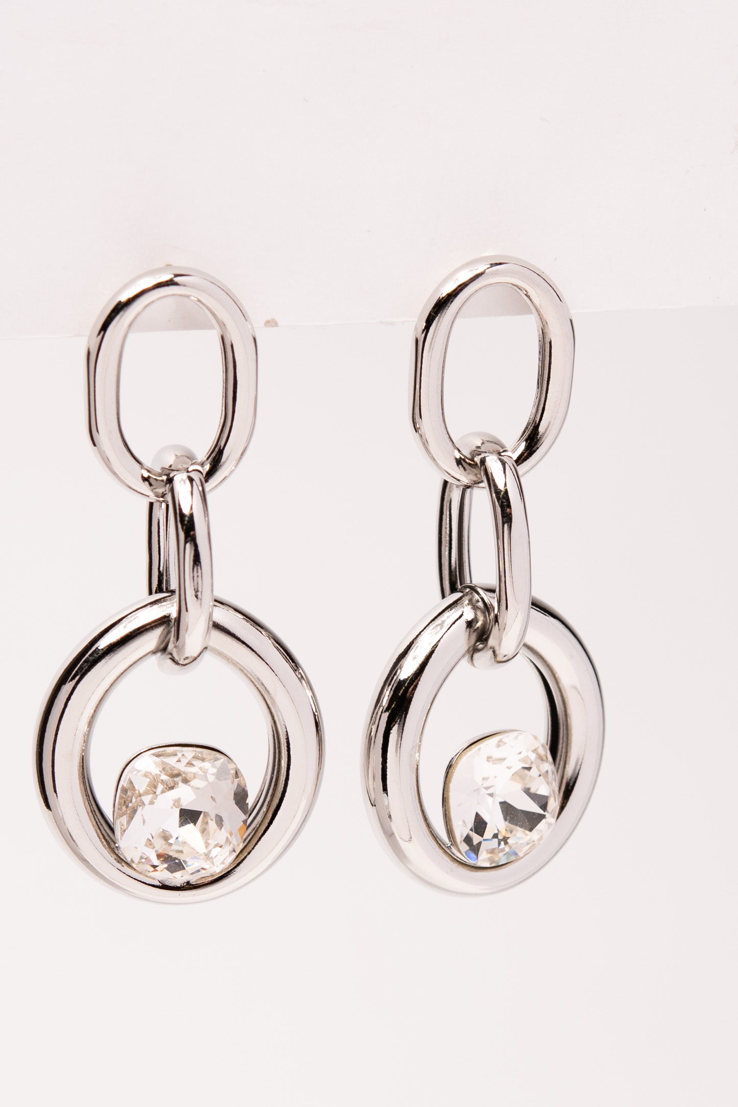 Juliane Diamond Dangle Earrings - Silver