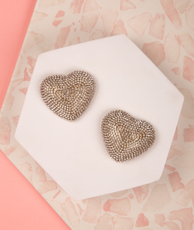 Jayla Valentines Day Crystal pave Heart Shaped Earrings