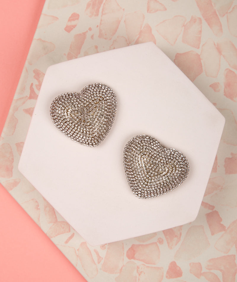 Jayla Valentines Day Crystal pave Heart Shaped Earrings