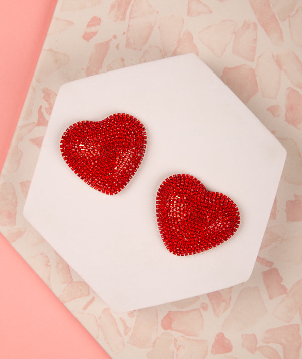 Jayla Valentines Day Crystal pave Heart Shaped Earrings