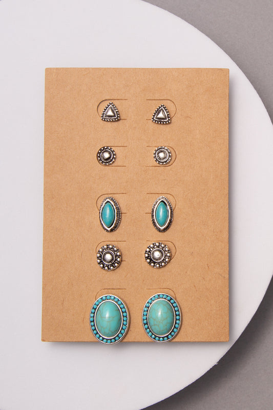 Daisy Western Turquoise Assorted Earring Set